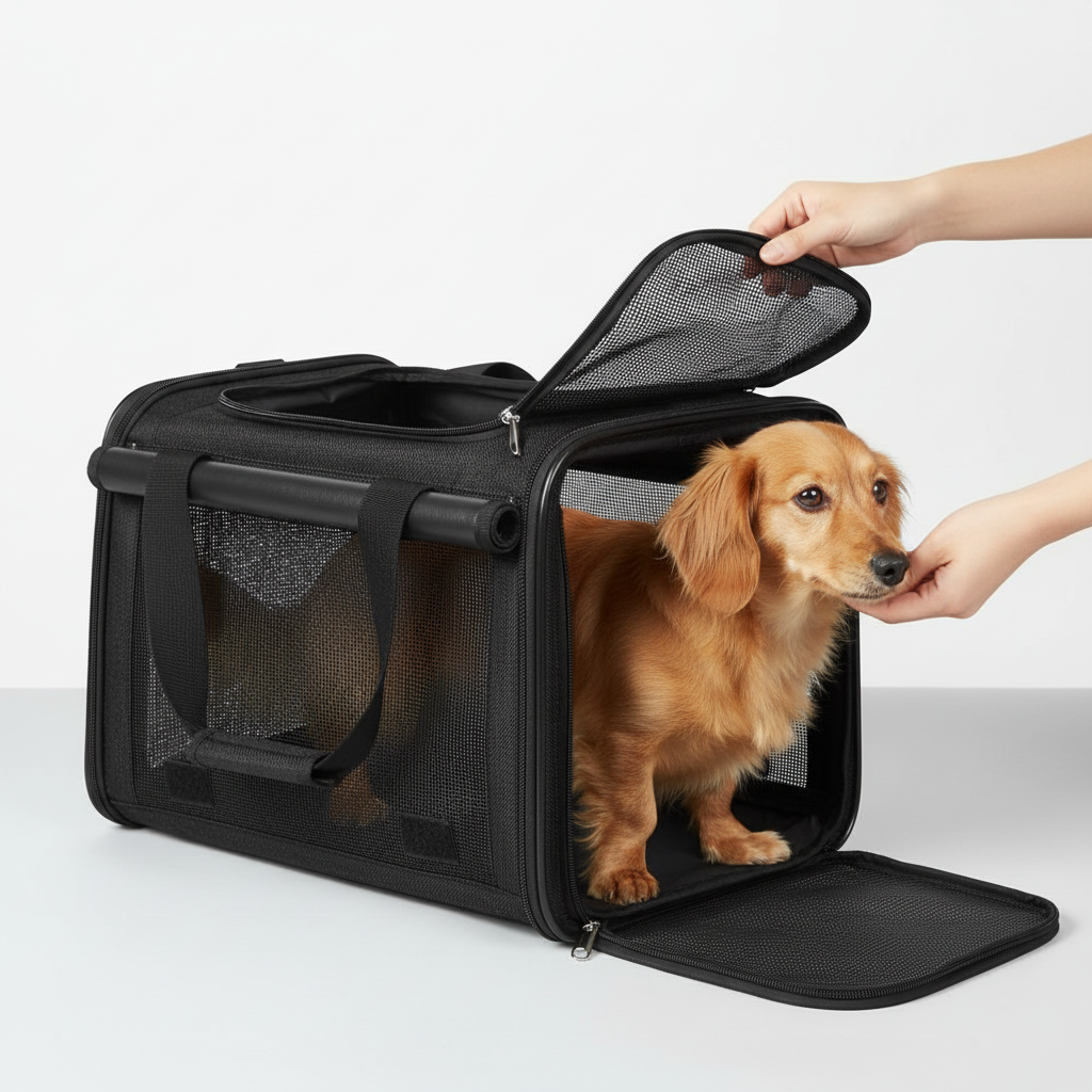 Loading dog through top opening